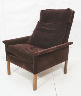 Appraisal: Chocolate Brown Velvet Danish Tall Lounge Chair C S Made