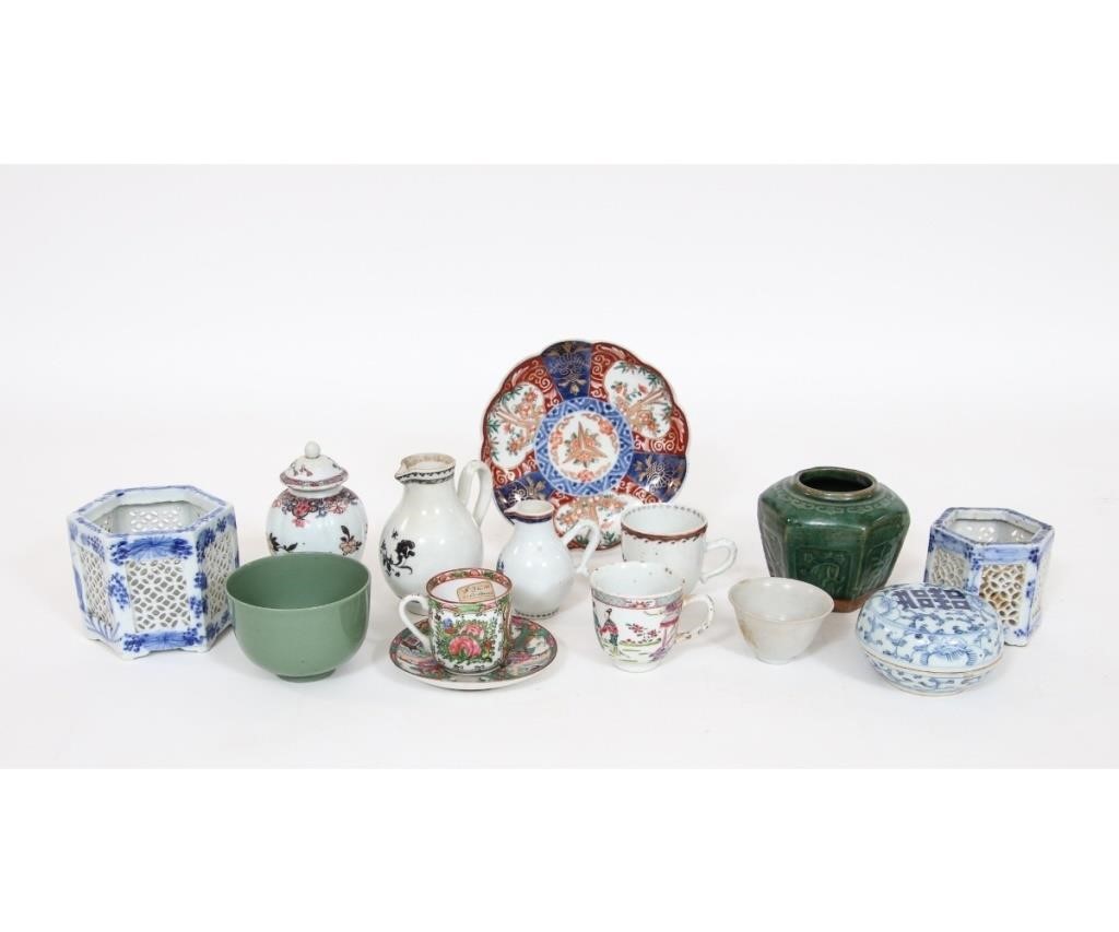 Appraisal: Thirteen pieces of Asian porcelain tableware to include planters pitchers