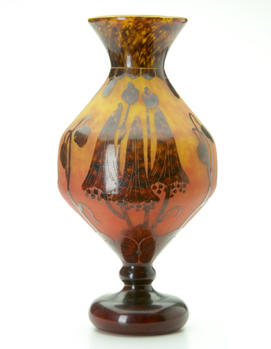 Appraisal: CHARLES SCHNEIDER LE VERRE FRANCAIS Etched and enameled vase decorated