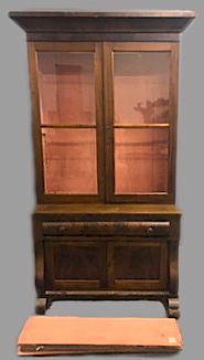 Appraisal: Empire Mahogany Two-Piece Cabinet Empire mahogany two-piece cabinet as found