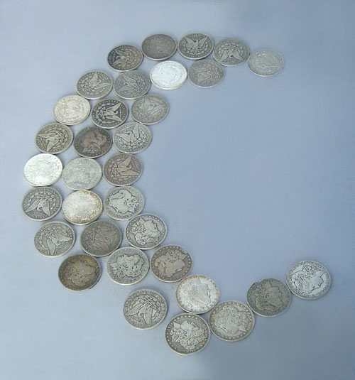 Appraisal: Thirty-three Morgan O silver dollars - Provenance Collection of Richard