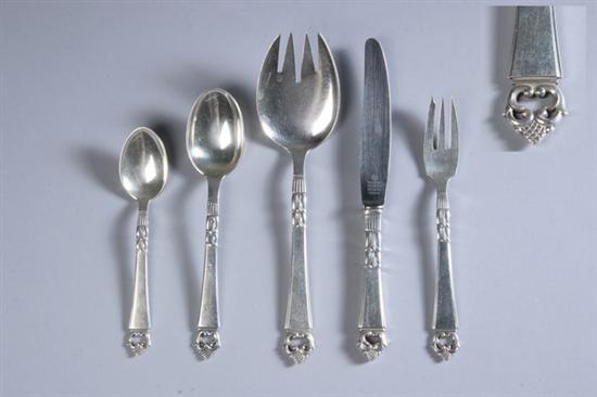 Appraisal: -PIECE FRIGAST STERLING SILVER FLATWARE SERVICE Danish Crown pattern Including