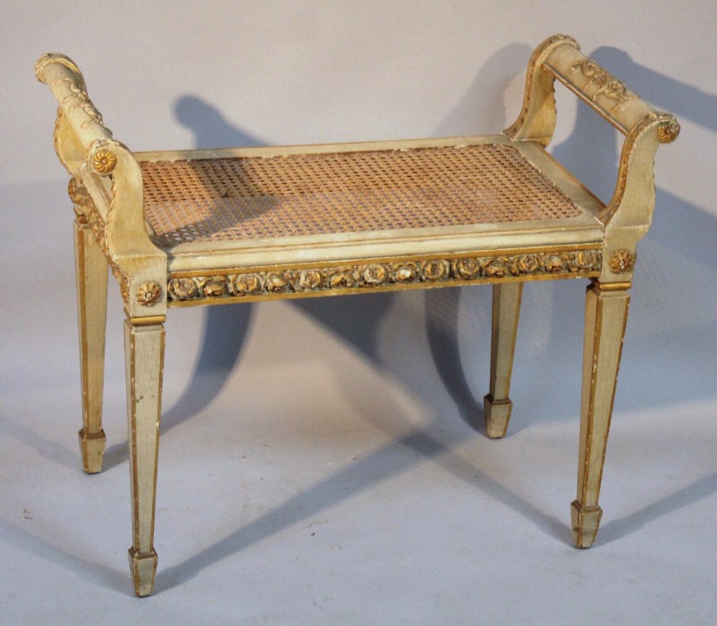 Appraisal: An Adams revival light oak and gilt wood stool with