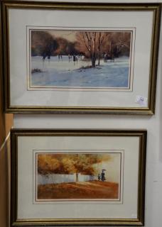 Appraisal: Pair of Paul Landry b oil on paper paintings including