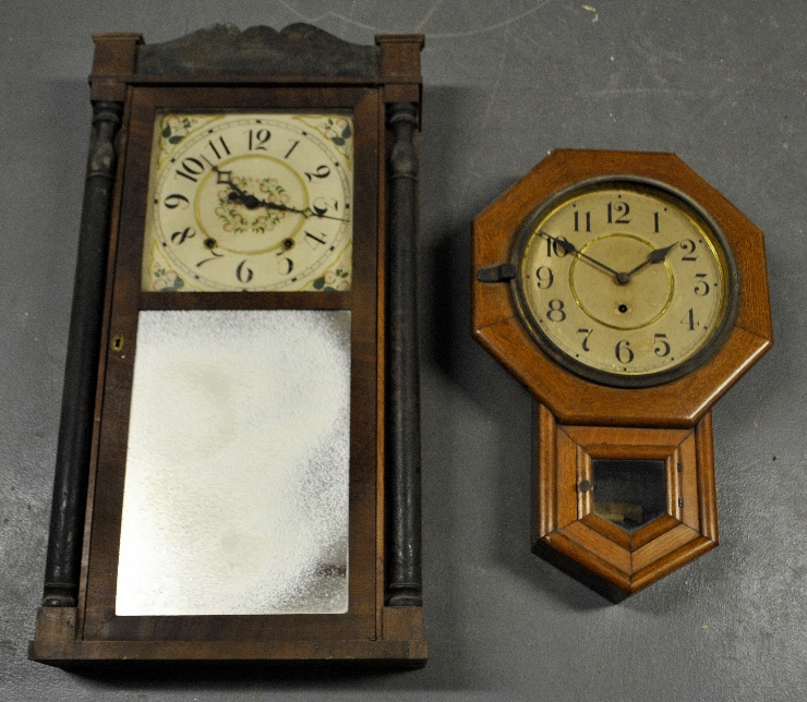 Appraisal: - Mahogany mantel clock by Elisha Hotchkiss h and an