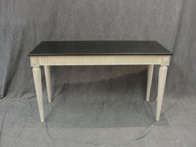 Appraisal: Louis XVI Style White Painted Console with Fluted Legs and