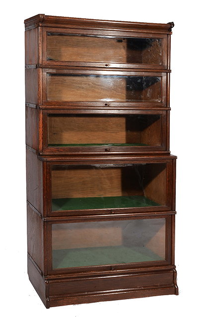 Appraisal: A GLOBE WERNICKE STYLE FIVE SECTIONAL BOOKCASE with folding glazed