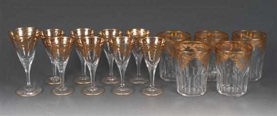 Appraisal: Set of Continental probably German parcel-gilt decorated cut glass stemware