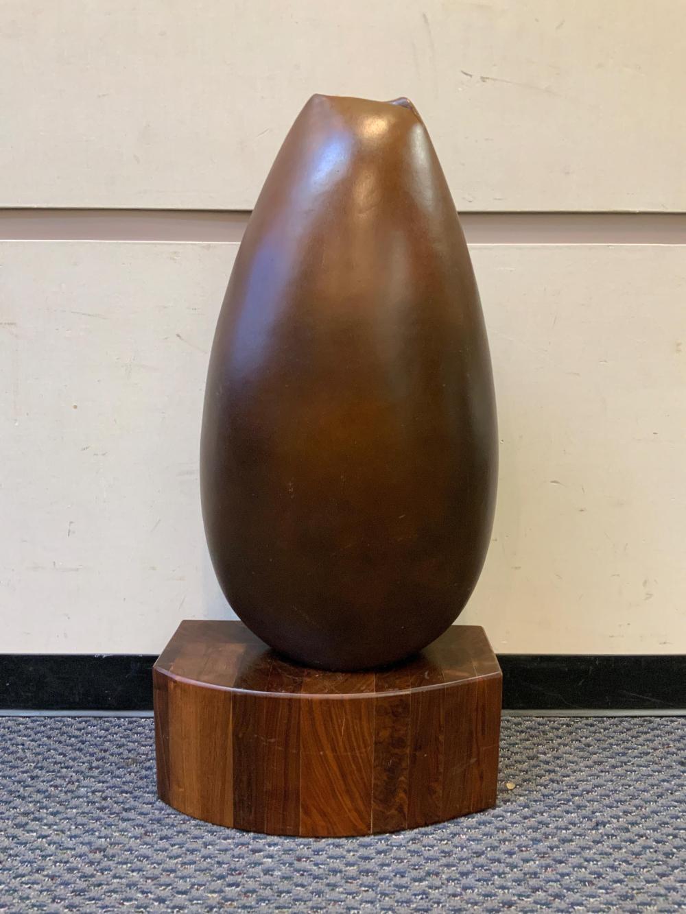 Appraisal: Ron Artman Contemporary Vessel Large Brown Glazed Pottery Sculpture on