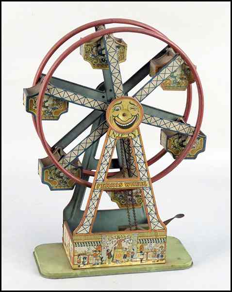 Appraisal: CHEIN NIFTY LITHOGRAPHED TIN FERRIS WHEEL Push down lever activates