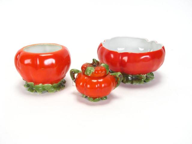 Appraisal: Royal Bayreuth Tomato Three Items including a footed sugar bowl