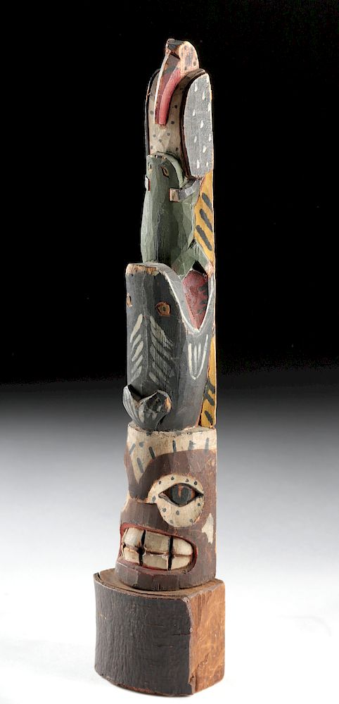 Appraisal: Alaskan Polychrome Red Cedar Totem Pole ca s Native American