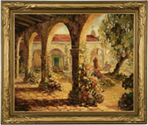 Appraisal: San Juan Capistrano Mission cloister oil San Juan Capistrano Mission