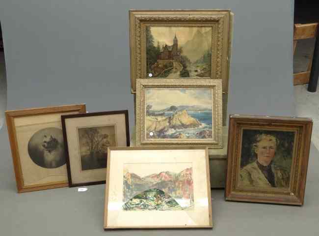 Appraisal: Lot six various Victorian frames and misc artwork including watercolor