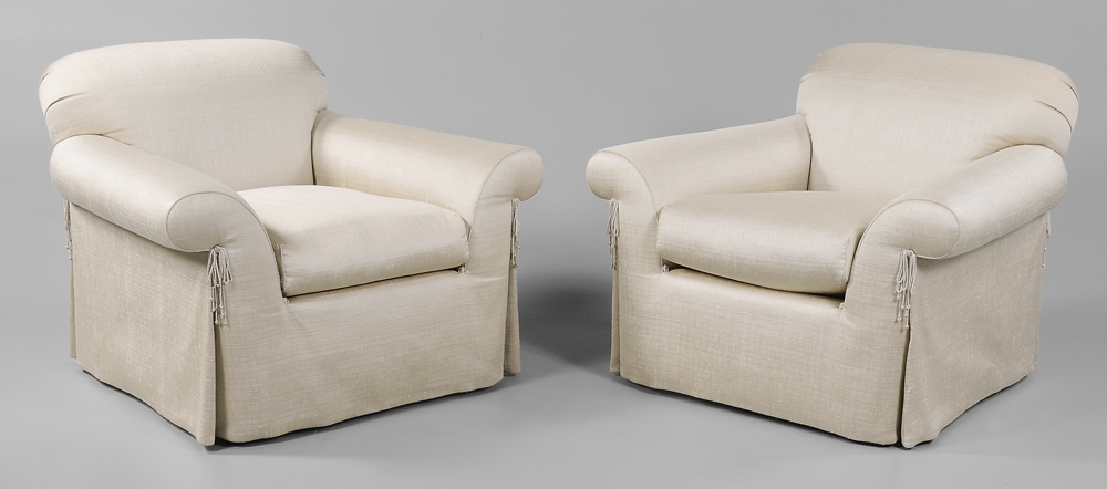 Appraisal: Pair Armchairs modern designed by J Robert Scott cream-colored upholstery