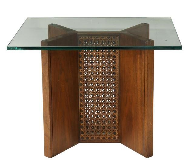 Appraisal: Modern side table late th c rectangular glass top pedestal