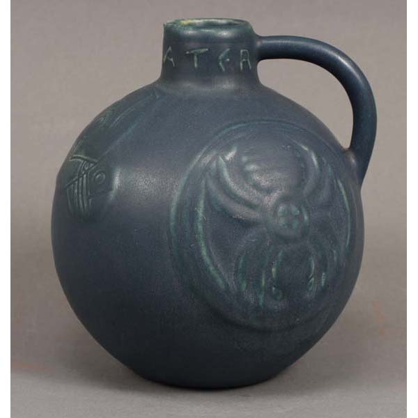 Appraisal: Rare Van Briggle Firewater Jug matt blue early Roman numeral