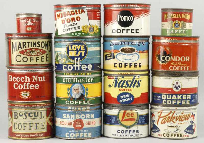 Appraisal: Lot of Coffee Tins Description Includes Love Nest Boscul Parkview