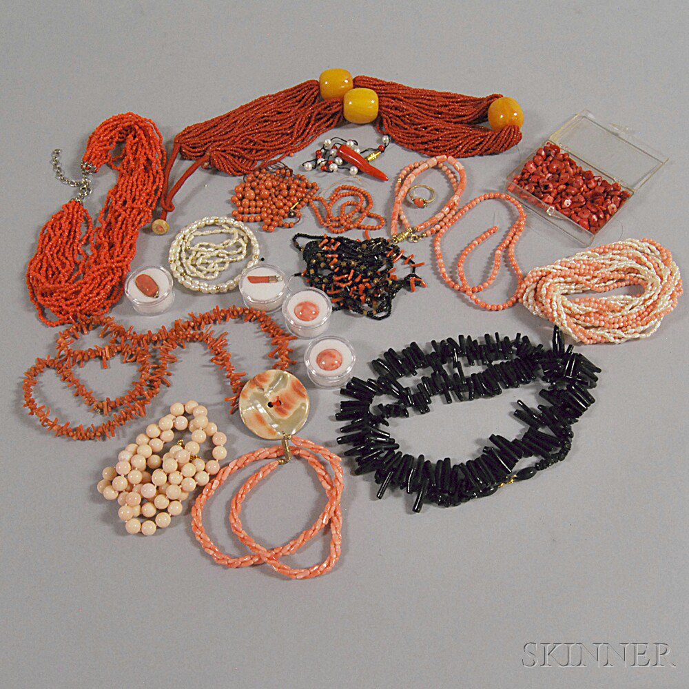 Appraisal: Group of Mostly Coral Jewelry including beaded necklaces some with