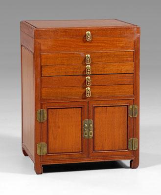 Appraisal: Chinese mahogany silver chest brass hinges lift top over four