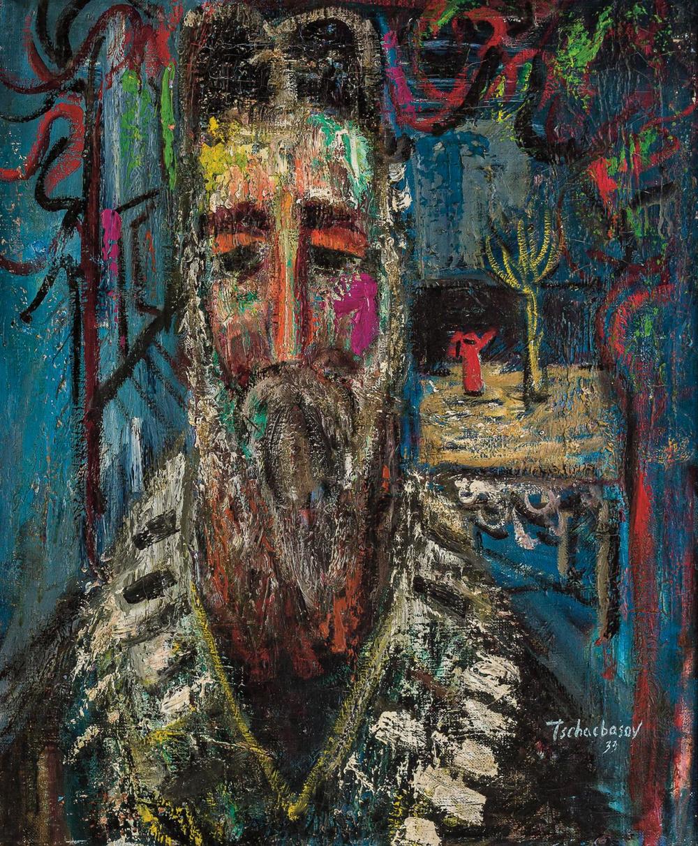 Appraisal: NAHUM TSCHACBASOV American Russian - Rabbi oil on canvas signed