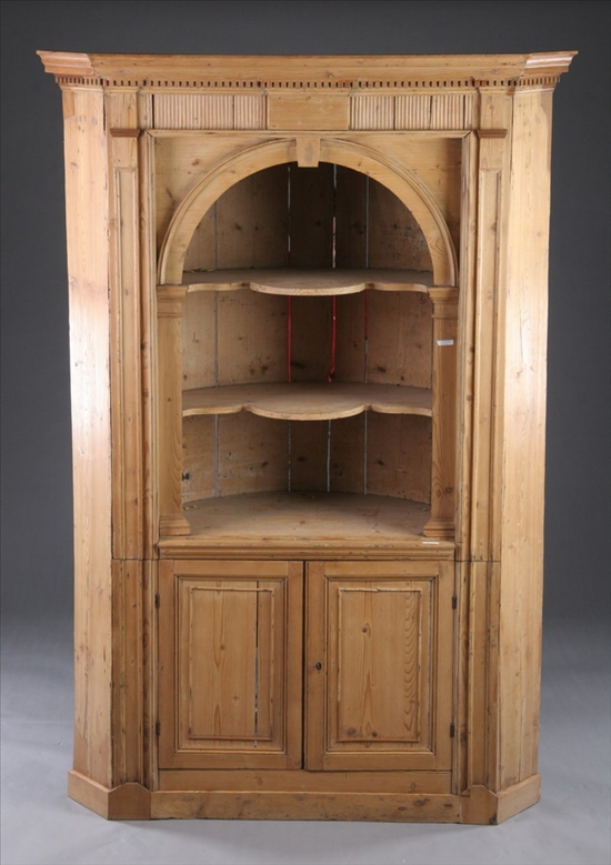 Appraisal: ENGLISH PINE DOMED OPEN CORNER CUPBOARD Late th th century