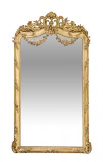 Appraisal: A LARGE TH CENTURY CONTINENTAL CARVED GILTWOOD MIRROR French mid-