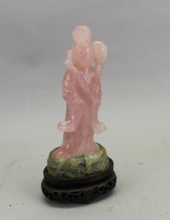 Appraisal: Quartz Carved Chinese Geisha on Stand Quartz Carved Chinese Geisha