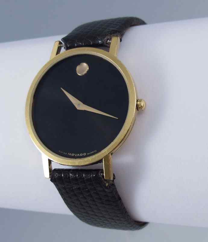 Appraisal: MOVADO MUSEUM WRISTWATCH Gold plated top with stainless steel back