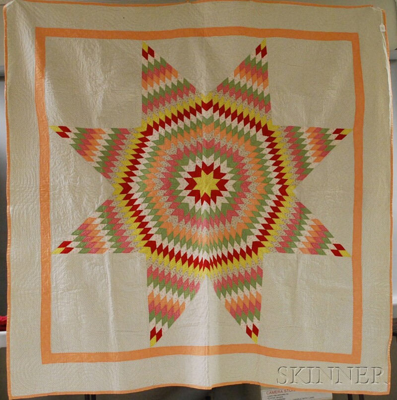 Appraisal: Pieced Cotton Star of Bethlehem Quilt reportedly Pennsylvania th century