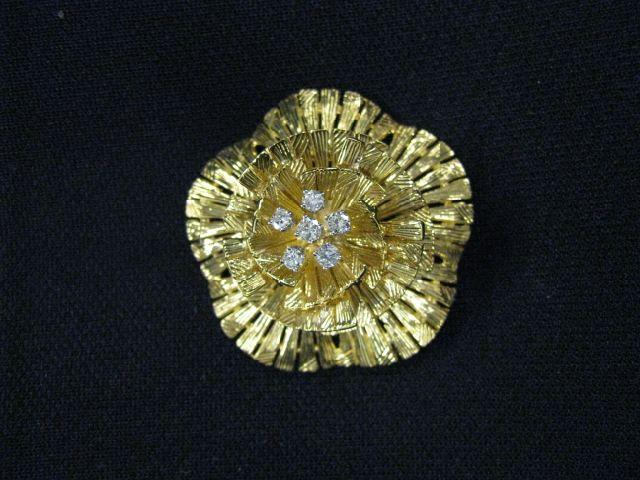 Appraisal: Diamond Brooch five diamonds totaling carat in k yellow gold