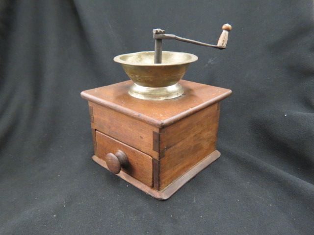 Appraisal: Antique Coffee Mill dove-tailed lower drawer x