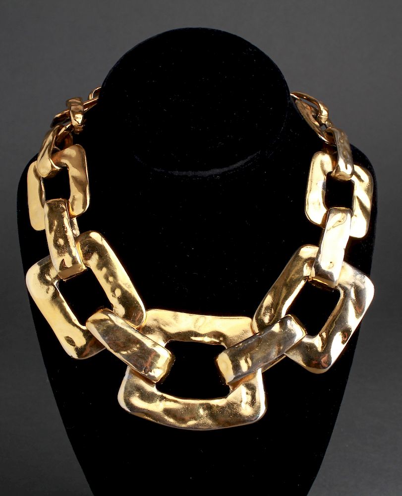 Appraisal: Yves Saint Laurent Gold-Tone Hammered Choker Yves Saint Laurent gold-tone