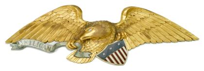 Appraisal: American carved painted and gilded eagle trade sign The eagle