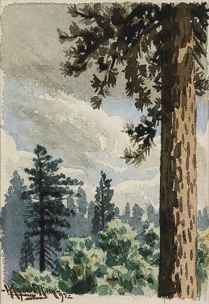 Appraisal: Maynard Dixon - Pine Trees Happy New Year a pair