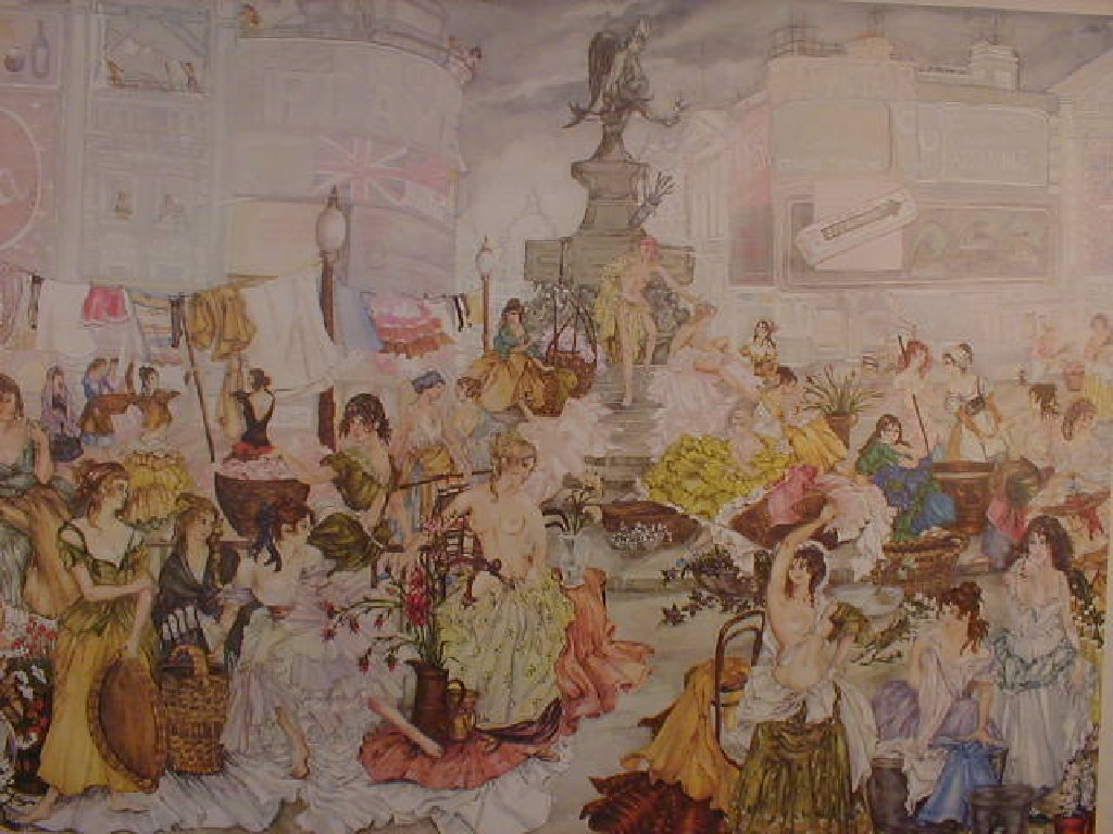 Appraisal: Cecilia Green Russell Flint in Piccadilly Circus Lithographic print on