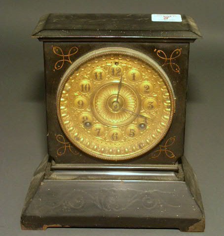 Appraisal: Ansonia mantel clock black metal 'h x w x d