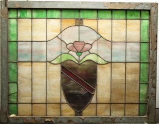 Appraisal: Antique Leaded Stained Glass Window H X W Panel solid