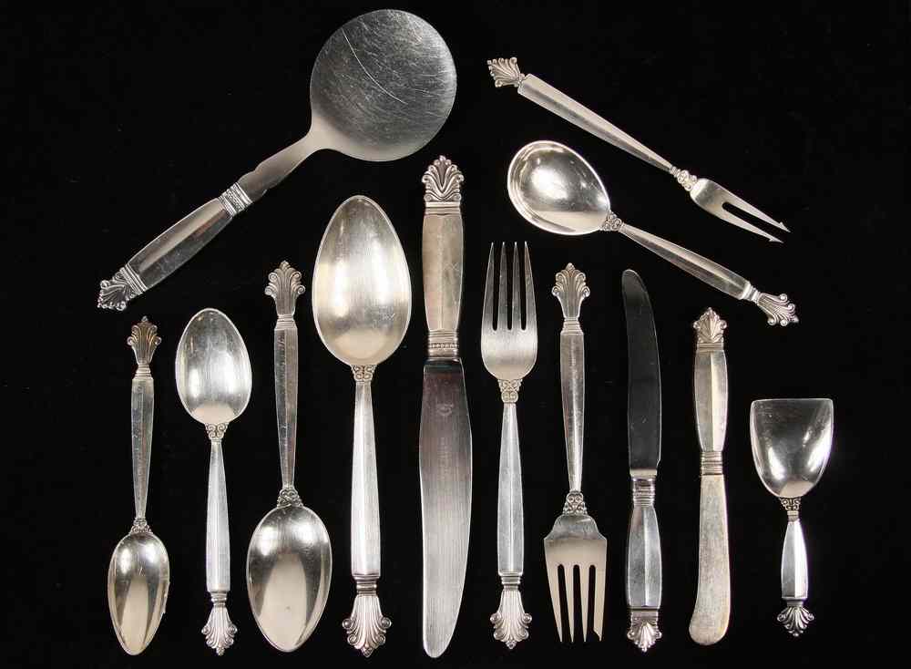 Appraisal: PC JENSEN STERLING FLATWARE SERVICE FOR TWELVE - Georg Jensen