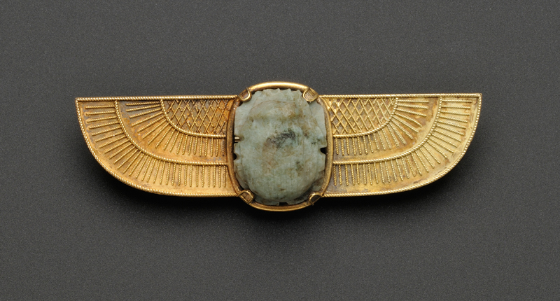 Appraisal: Egyptian Revival kt Gold Ancient Scarab Brooch Castellani set with