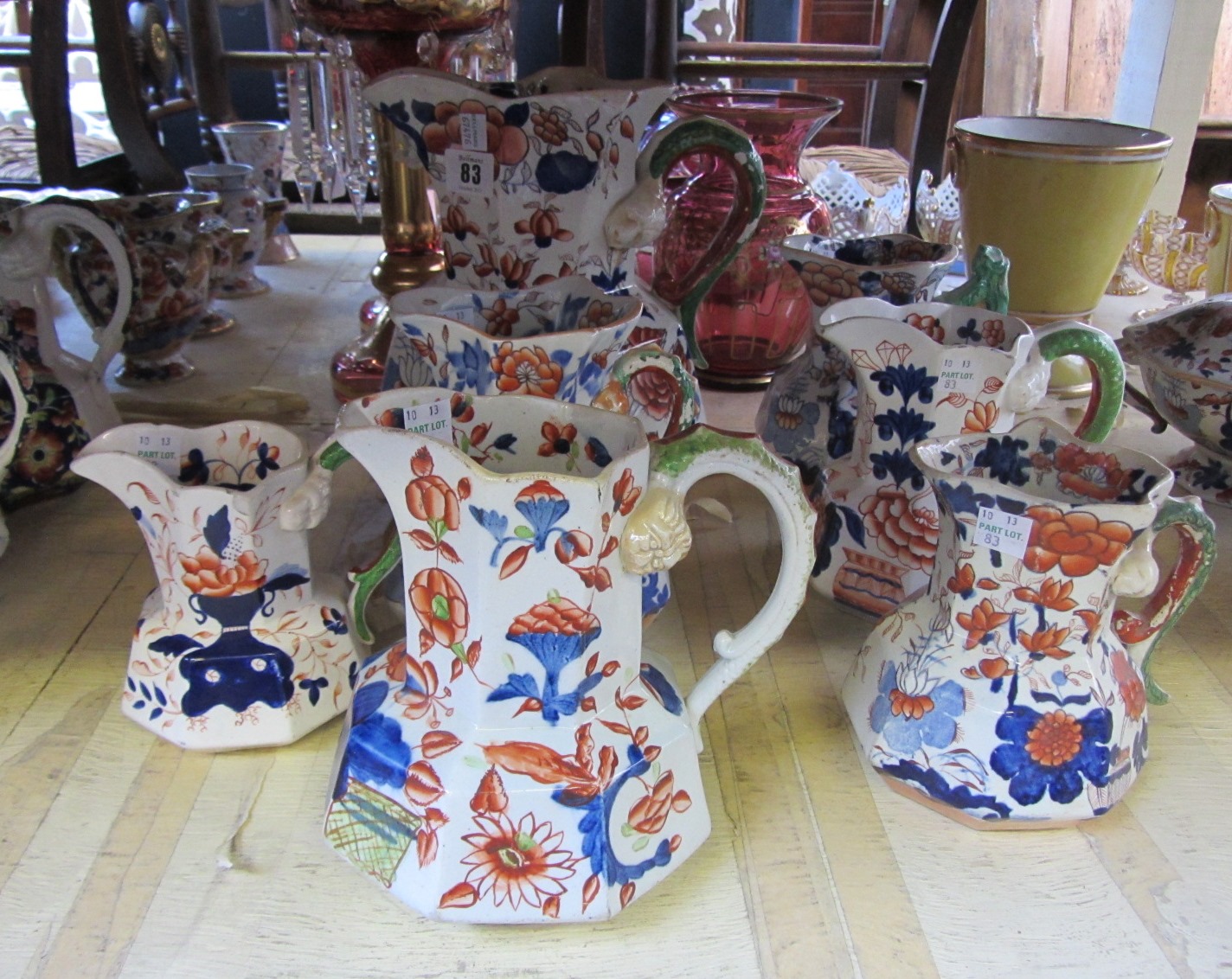 Appraisal: A group of seven Masons Ironstone 'Japan' pattern Hydra Jugs