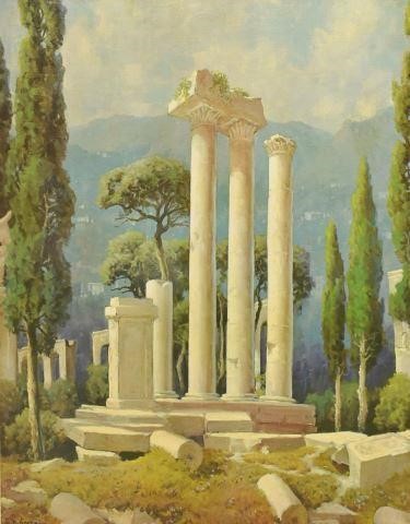 Appraisal: Framed oil painting on canvas Columns from the Past signed