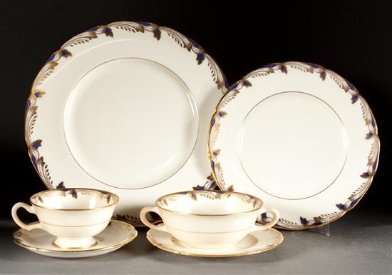 Appraisal: Lenox gilt and enamel decorated porcelain -piece partial dinner service