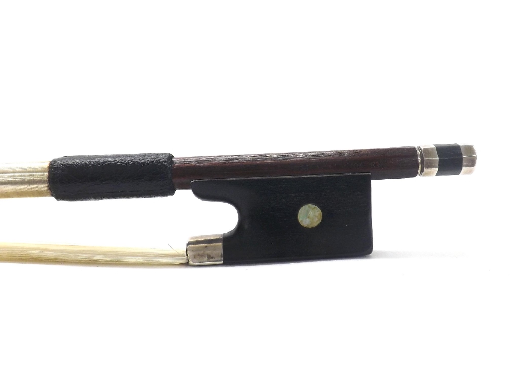 Appraisal: Silver mounted violin bow stamped F N Voirin Paris the