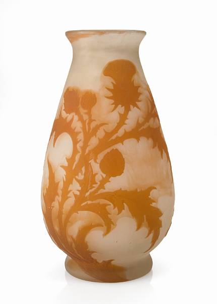 Appraisal: A Gall cameo glass thistle vase - inscription reads DE