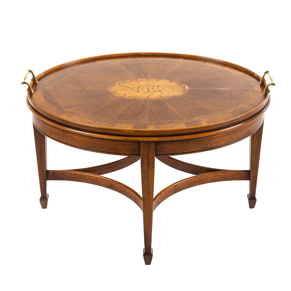 Appraisal: Henredon Oval Butler Tray Style Table With conch shell inlaid