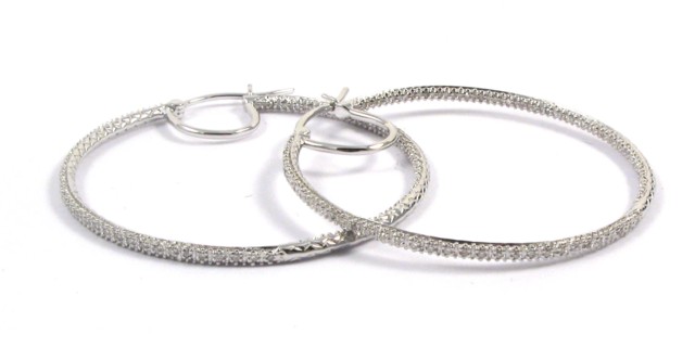 Appraisal: PAIR OF DIAMOND HOOP EARRINGS each k yellow and white