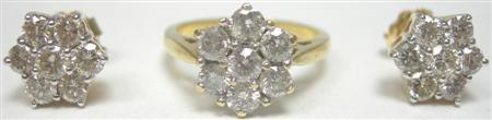 Appraisal: An ct gold mounted diamond set suite comprising a ring