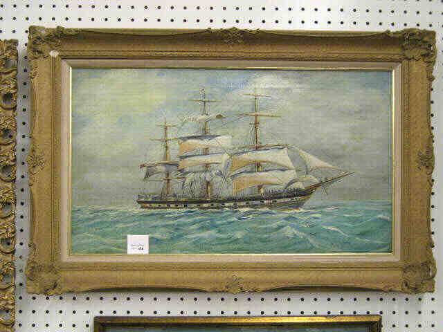 Appraisal: P Stainforth Oil on Canvas of a Sailing Ship listed