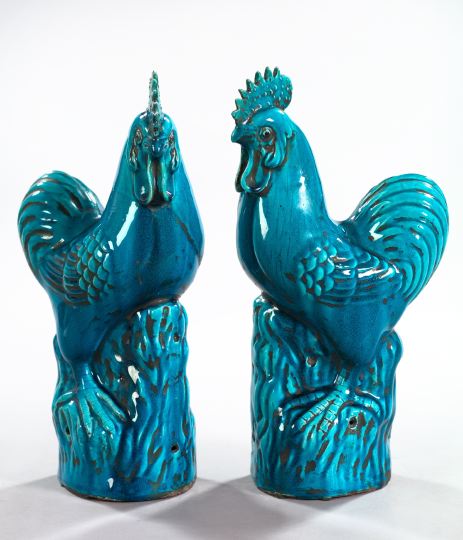 Appraisal: Attractive Large Pair of Kuang-Hsu Bleu Persan-Glazed Porcelain Figures of